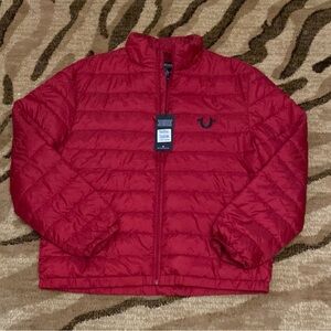 True Religion Mens Bleed True Logo Puffer Jacket  Large NWT